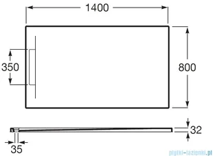 Roca Pyros 140x80cm brodzik prostokątny konglomeratowy beżowy AP90157832001650 | - Brodziki prysznicowe - miniaturka - grafika 2