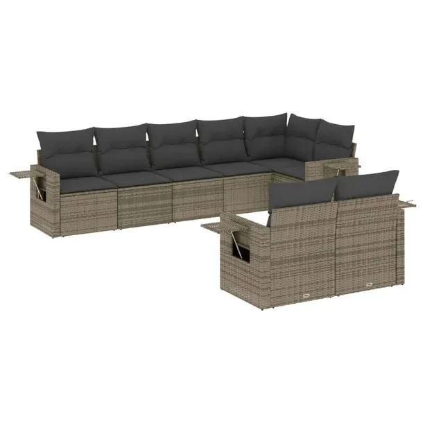 Zestaw mebli ogrodowych modułowych szary rattan PE 62 x 62 x 69 cm