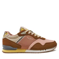 Sneakersy damskie - Sneakersy Pepe Jeans PLS4002 Brązowy - miniaturka - grafika 1