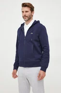 Bluzy męskie - Lacoste bluza męska kolor granatowy z kapturem gładka - miniaturka - grafika 1