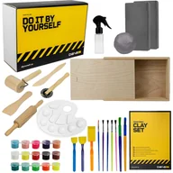 Masy plastyczne - DIY KREATYWNY ZESTAW DLA DZIECI XXL GLINA SZARA AKCESORIA KUCHENNE PREZENT - miniaturka - grafika 1
