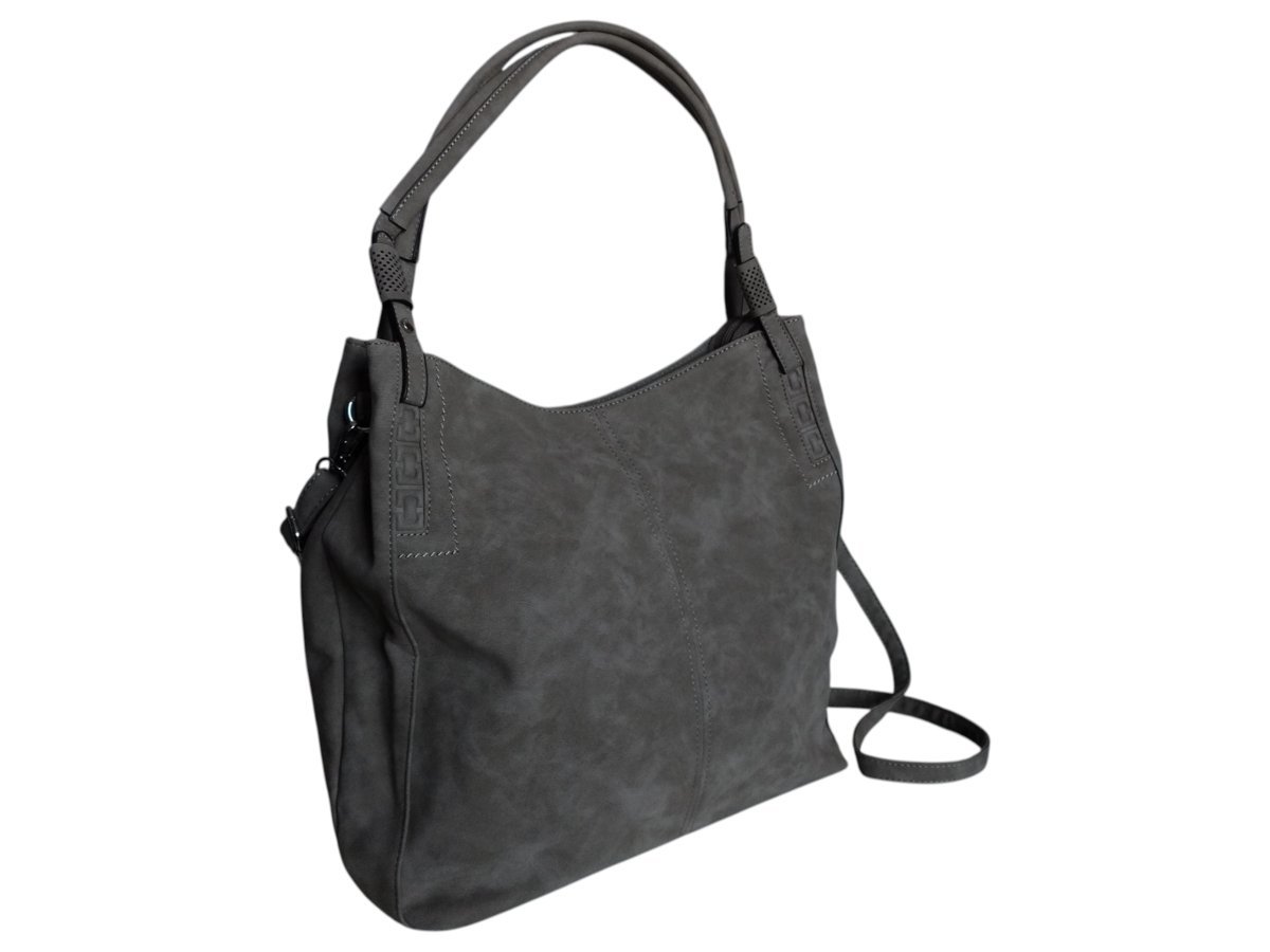 Torebka Damska Zamszowa, Modna Miejska Torba Shopper Na Ramię, Szary