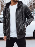 Bluzy męskie - Rozpinana bluza męska ocieplana ciemnoszara Dstreet BX5626-M - miniaturka - grafika 1