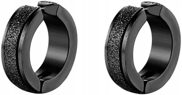 Czarne Kolczyki z Diamentową Fakturą Piaskowa Eleganckie Lekkie Małe Klips