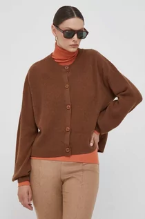 Swetry damskie - Tommy Hilfiger kardigan wełniany kolor brązowy lekki - grafika 1