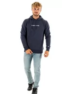 Bluzy męskie - Tommy Jeans Męska bluza z kapturem TJM Reg Linear, Ciemna granatowa, S - miniaturka - grafika 1