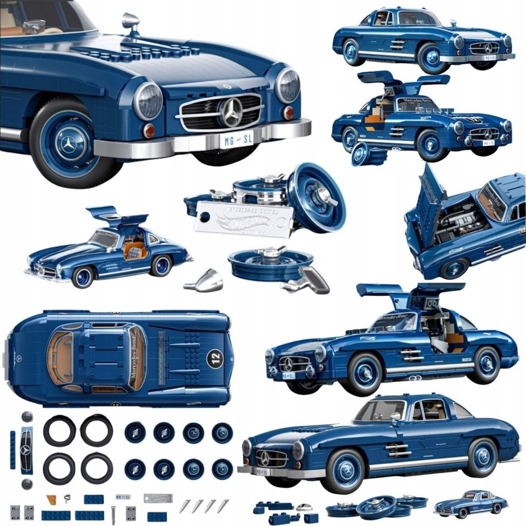 KLOCKI KOLEKCJONERSKIE SAMOCHÓD AUTO MERCEDES-BENZ 300SL 1:12 + AUTKO