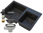 Zlewozmywaki - Granitan Zlew Granitowy Golden Hektor 2Komory Syfon Czarny - miniaturka - grafika 1
