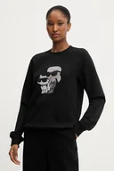Bluzy damskie - Karl Lagerfeld bluza IKON damska kolor czarny z nadrukiem A3W20069 - miniaturka - grafika 1