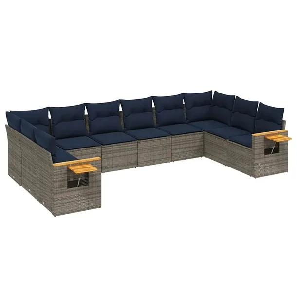 Modułowy zestaw mebli ogrodowych z szarego rattanu PE, 62 x 62 x 69 cm