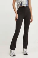Spodnie damskie - Vans spodnie damskie kolor czarny dzwony high waist VN000G9QBLK1 - miniaturka - grafika 1