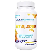 Witaminy i minerały - Allnutrition Vit D3 + K2, witamina D 2000 j.m. + witamina K 100 µg, 60 kapsułek - miniaturka - grafika 1