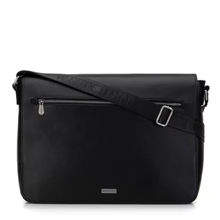 Torebki damskie - Męska torba na laptopa 13” z matowej ekoskóry na ramię czarna - grafika 1