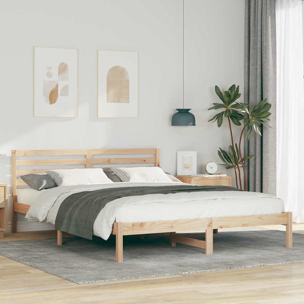 vidaXL Ramka łóżka Brązowy 160 x 220 cm Lite drewno sosnowe