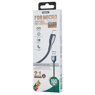 REMAX Kingpin kabel przewód USB - Micro USB 2.1A 1m czarny (RC-092m) - Kable USB - miniaturka - grafika 4