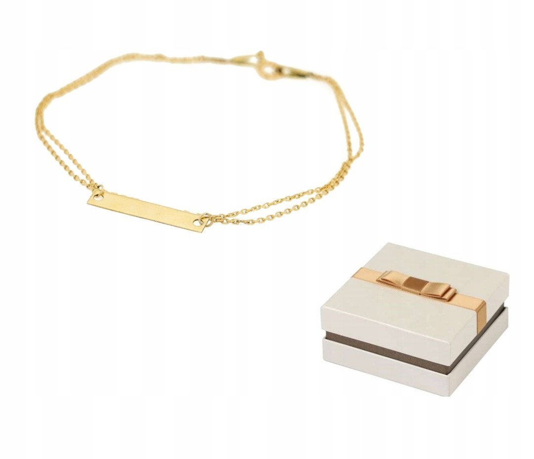 Złoto 585 Złota Bransoletka z Blaszką Pod Grawer 14 karatów BZ174