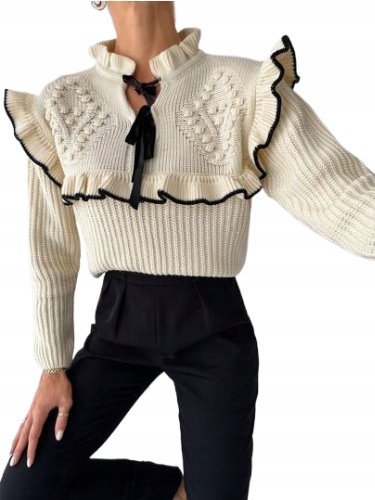 SHEIN SWETER KLASYCZNY BEŻOWY DAMSKI CASUAL ŁŁI