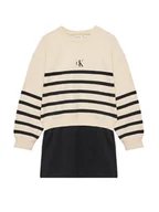 Sukienki i spódniczki dla dziewczynek - Calvin Klein Jeans Sukienka dzianinowa IG0IG02963 D Beżowy Relaxed Fit - miniaturka - grafika 1