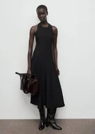 Spódnice - MANGO - Sukienka z dekoltem halter i zakładkami czarny - XL - Kobieta - miniaturka - grafika 1