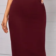 Spódnice - TEMU Spódnica Midi Elegancka Damska - Obcisła, Elastyczna, Jednokolorowa, Pranie Maszynowe, Uniwersalna na 3 Pory Roku, Wysoki Stan, Wygodna do Biura - miniaturka - grafika 1