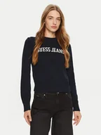Swetry damskie - Guess Jeans Sweter W4BR10 Z3HM1 Niebieski Regular Fit - miniaturka - grafika 1