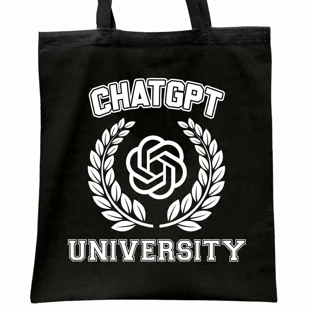 Torba bawełniana czarna na zakupy ChatGPT University Zabawny Gadżet