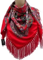 Apaszki i szaliki damskie - Chusta góralska ludowa folk damska czerwony z różem - miniaturka - grafika 1