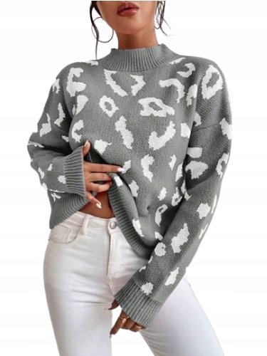 SHEIN SWETER DAMSKI SZARY Z DŁUGIM RĘKAWEM 36 ŁŁI