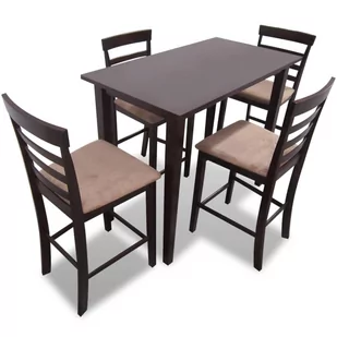 vidaXL Stół wysoki w kolorze brązowym + Wysokie krzesła (x4) - Stoły z krzesłami - miniaturka - grafika 1