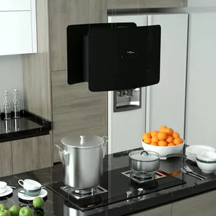 Shumee Wiszący okap nad wyspę dotykowy LCD szkło hartowane - Okapy kuchenne - miniaturka - grafika 1