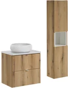 Meble łazienkowe - Zestaw meblowy 60cm z blatem, umywalką nablatową Wiki i szafką wysoką - miniaturka - grafika 1