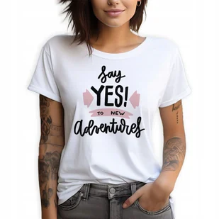 Koszulka Damska Biała T-Shirt roz.M NEW ADVENTURES Podróżniczka Mix Wzorów - Zestawy upominkowe - miniaturka - grafika 1