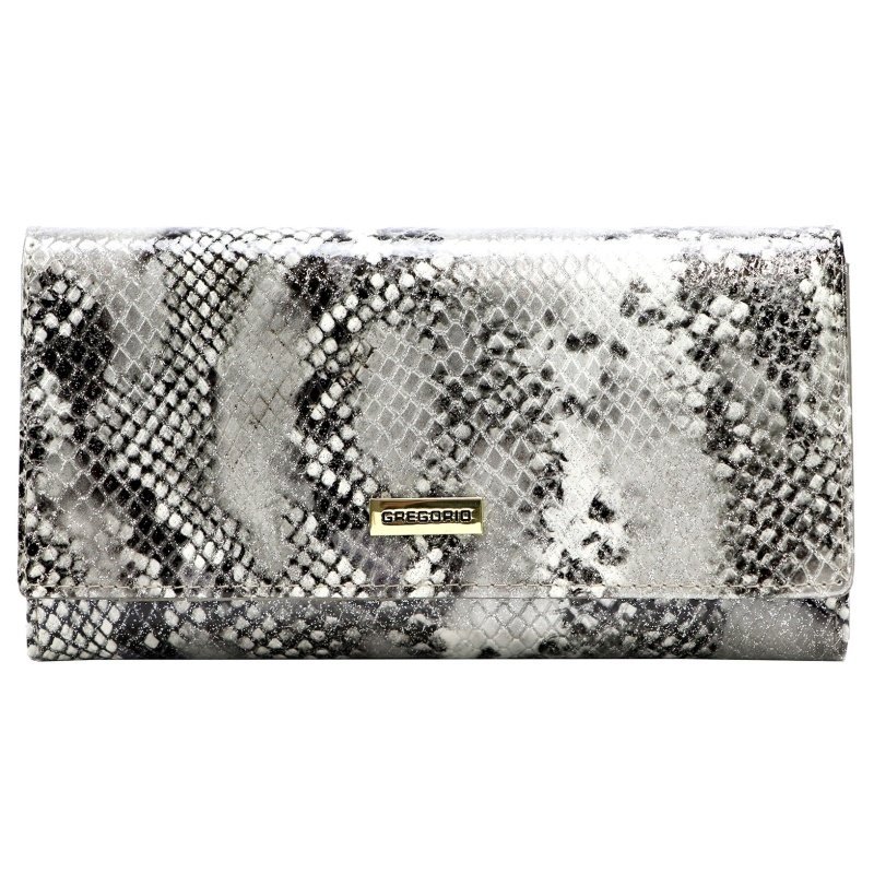 Gregorio SNR-100 GREY portfel damski skórzany srebrny