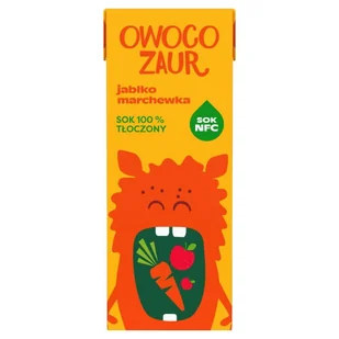 Owocozaur Sok 100 % tłoczony jabłko marchewka 200 ml - Soki i napoje niegazowane - miniaturka - grafika 1