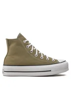 Trampki damskie - Converse Trampki Chuck Taylor All Star Lift Hi A07571C Khaki - miniaturka - grafika 1