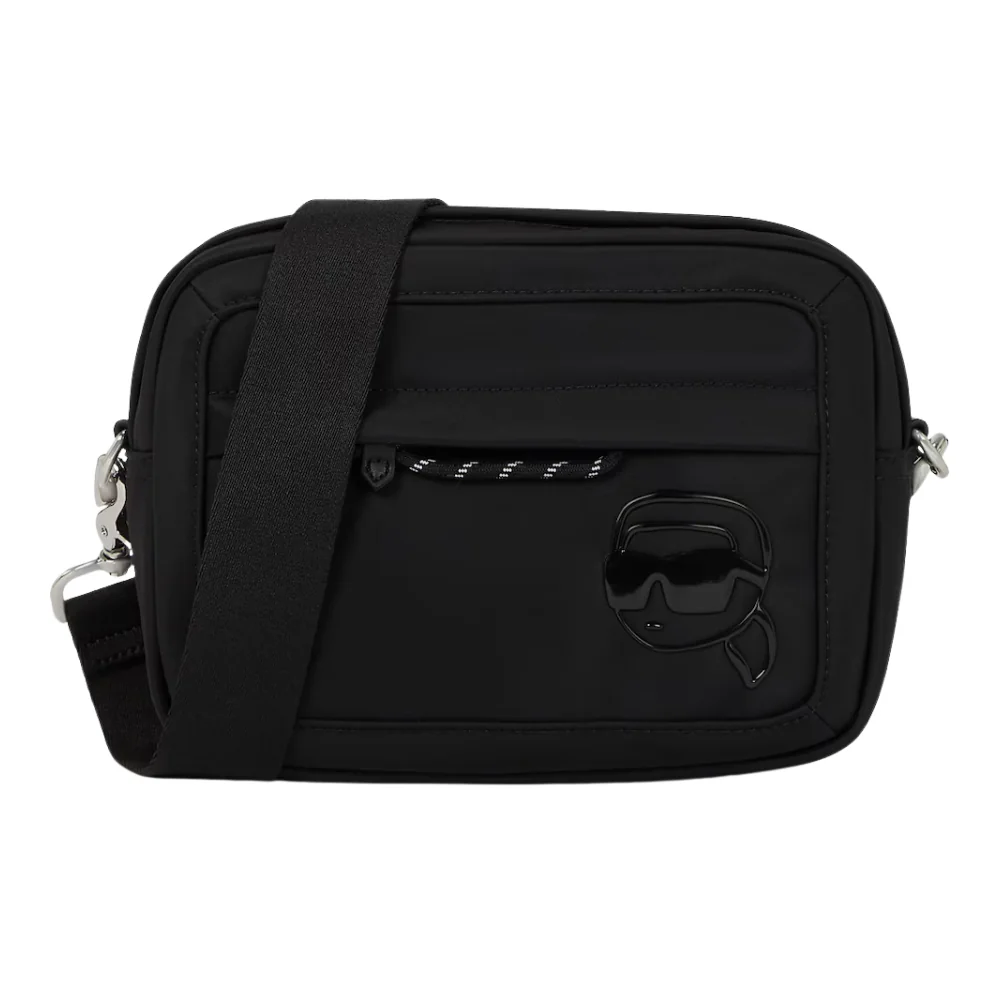 KARL LAGERFELD Czarna saszetka męska Ikon Nylon Tonal Print