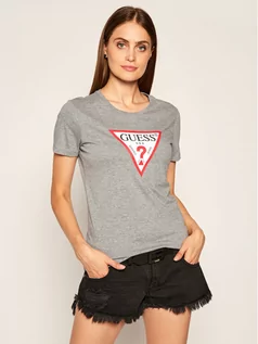 Koszulki i topy damskie - Guess T-Shirt Triangle Logo W0YI57 K8HM0 Szary Regular Fit - grafika 1