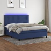 Łóżka - vidaXL Łóżko kontynentalne z materacem, niebieskie 180x200 cm, tkanina - miniaturka - grafika 1