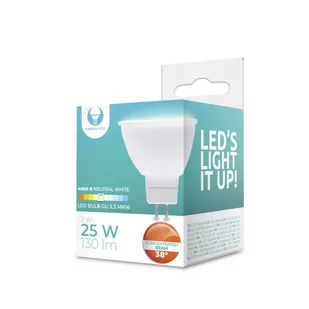 Żarówka LED GU5,3 MR16 3W 12V 4500K 130lm 38° Forever Light - Żarówki LED - miniaturka - grafika 1