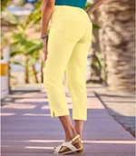 Legginsy - Żółte spodnie tregginsy 7/8 z twillu ze stretchem Kobieta Atlas For Men - Kolor : Żółty - Rozmiar : 36 - miniaturka - grafika 1
