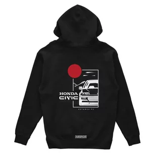 Czarna bluza z kapturem  HONDA CIVIC IV-L - Odzież do sportów motorowych - miniaturka - grafika 1