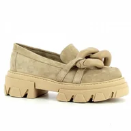 Mokasyny damskie - Beżowe mokasyny na platformie CARINII - Carinii - miniaturka - grafika 1