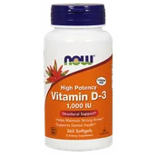 Witaminy i minerały - Now Foods NOW High Potency Vitamin D-3 1,000 IU 360caps - miniaturka - grafika 1