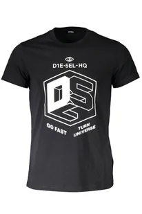 DIESEL T-SHIRT Z KRÓTKIM RĘKAWEM MĘSKI CZARNY - Koszulki i topy damskie - miniaturka - grafika 1
