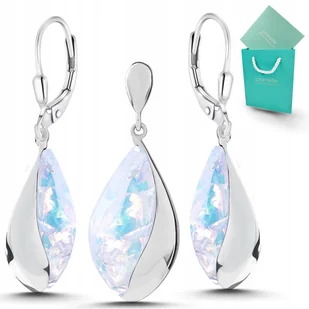 Kolczyki srebrne z opalem wisiorek zawieszka biżuteria komplet srebrny 925 - Zestawy biżuterii dla kobiet - miniaturka - grafika 1
