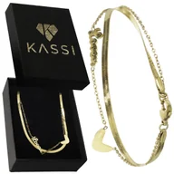 Bransoletki - Bransoletka Nogę na kostkę złota podwójna żmijka ze stali nierdzewna serce - miniaturka - grafika 1