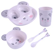 Zestawy naczyń dla dzieci - Bocioland, zestaw naczyń dla dzieci z melaminy, panda, 5 elementów - miniaturka - grafika 1