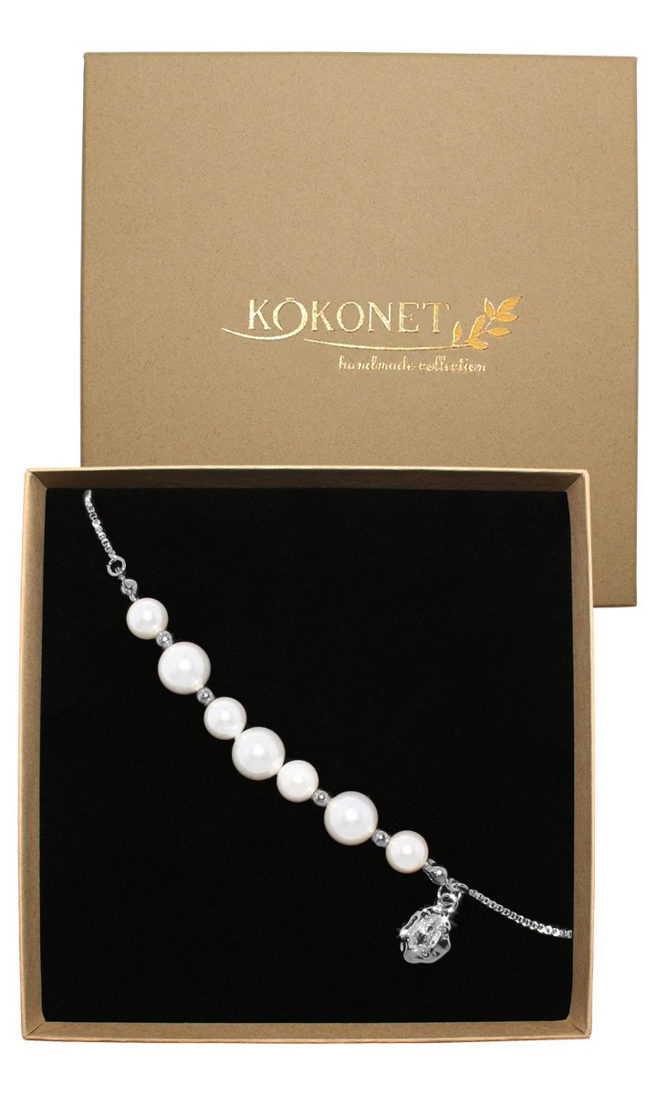 Bransoletka srebrna perłowa ŚLUB seashell mosiądz ROBIONA ręcznie jakość