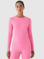 Koszulki sportowe damskie - Damski longsleeve treningowy 4F 4FWAW24TFLOF250 - różowy - miniaturka - grafika 1