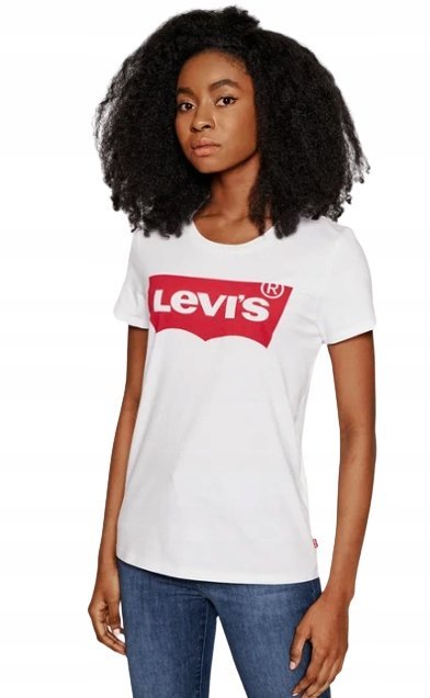 LEVI'S BIAŁY T-SHIRT DAMSKI Z LOGO CASUAL XS JQA